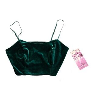 Emerald Sundae Deep Green Velvet Cropped Cami
